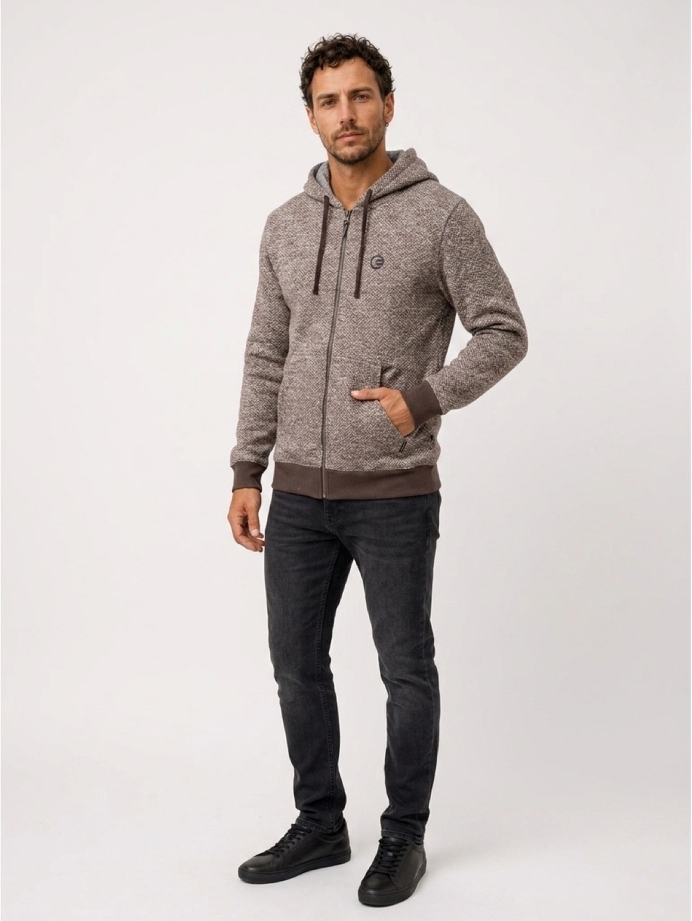 NWT Billabong Hoodie brown Salt & Pepper Soft Full Zip Size M